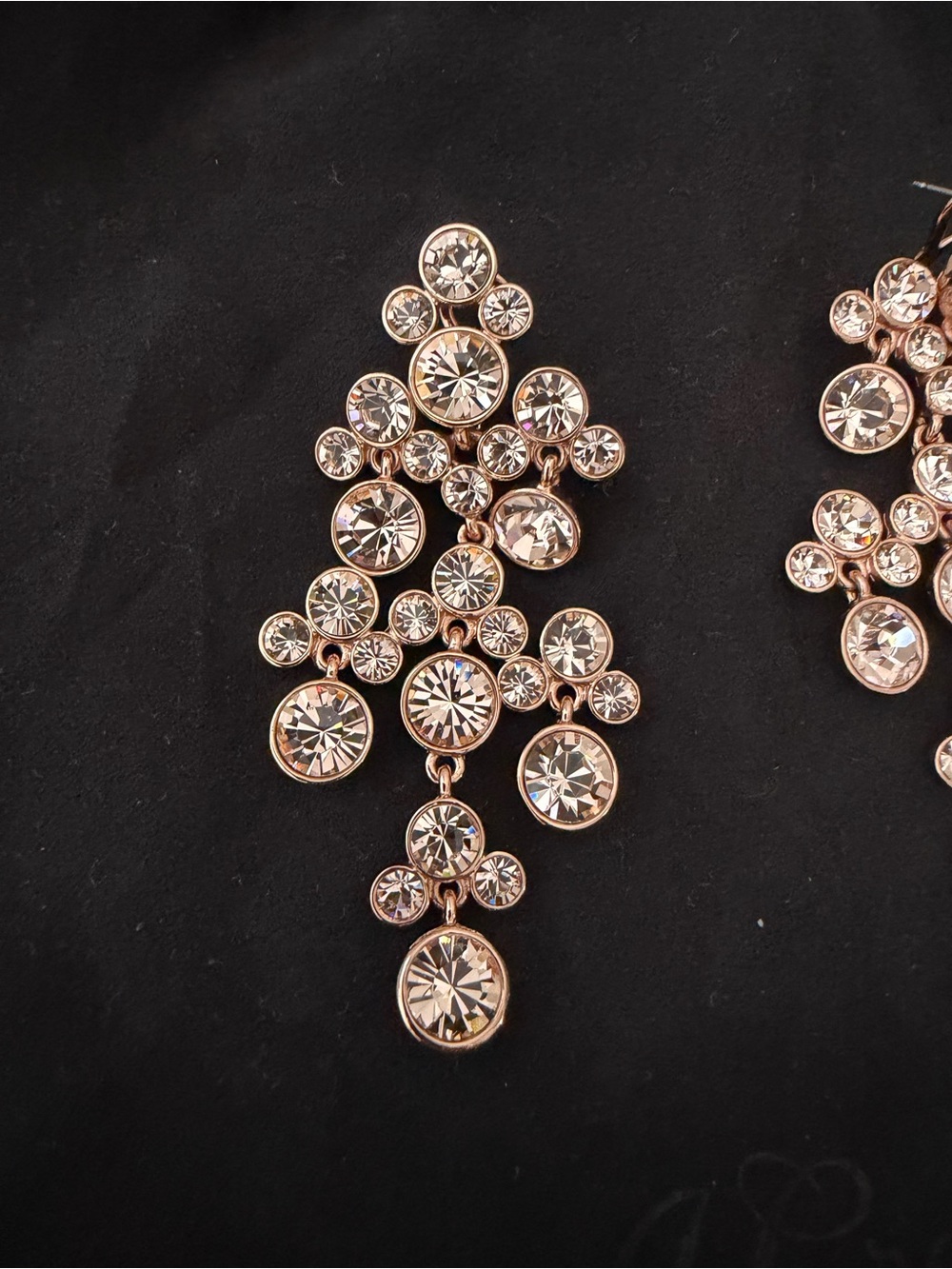 SALE✨Givenchy Rose Goldtone Peach Bezel Crystal Chandelier Statement Earrings - Picture 10 of 11